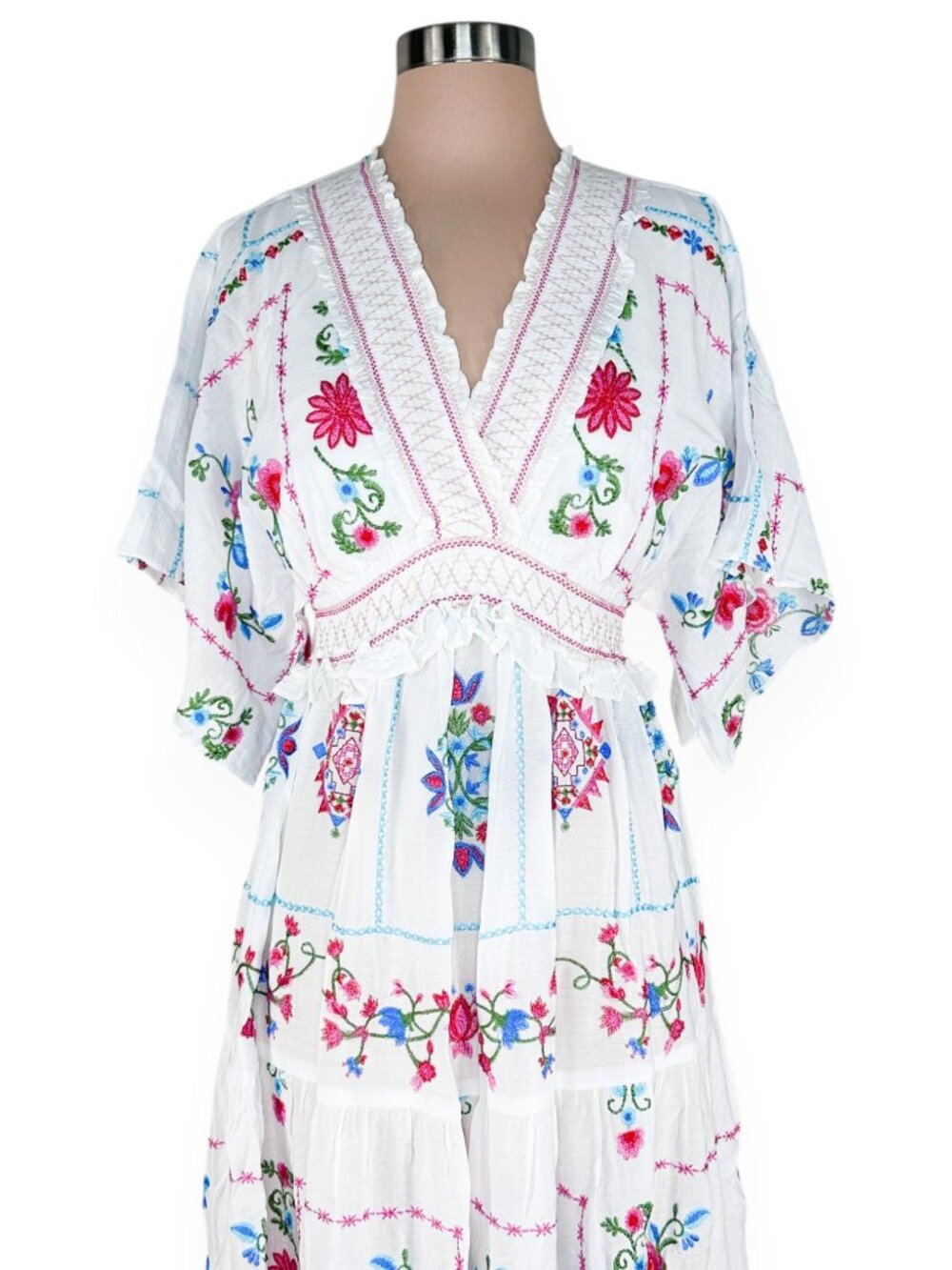 Hale Bob Neylan Embroidered Maxi Dress White Colorful Embroidered New NWT XS - Picture 6 of 8